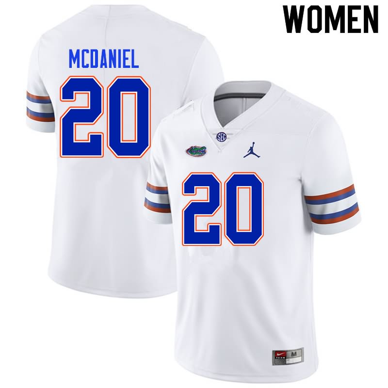 Women's NCAA Florida Gators Mordecai McDaniel #20 Stitched Authentic Nike White College Football Jersey SED1465MU